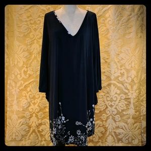 Plus size Navy dress shirt dolman sleeve 3X